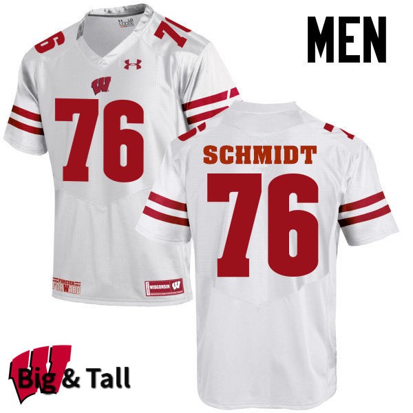 Wisconsin Badgers Men's #76 Logan Schmidt NCAA Under Armour Authentic White Big & Tall College Stitched Football Jersey RX40D35EB